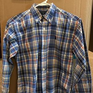Long-sleeve Plaid Button-down Polo